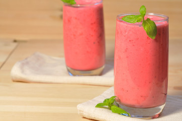 Smoothie on  wooden background