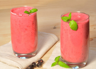 Smoothie on  wooden background