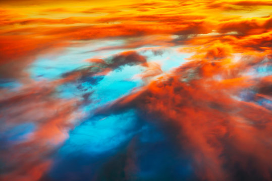 Colorful Orange And Blue Dramatic Sky