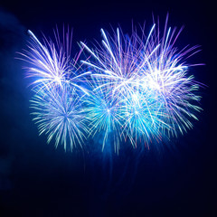 Colorful blue fireworks