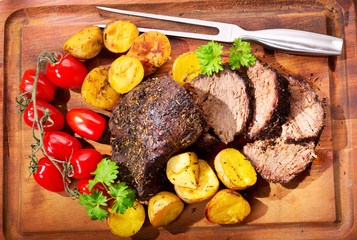 roasted meat with vegetables