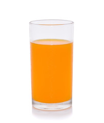 Orange juice and slices of orange isolated on white