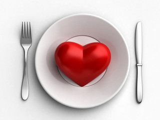 Heart in plate