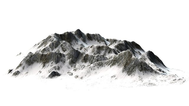 
Snowy Mountains peaks separated on white background