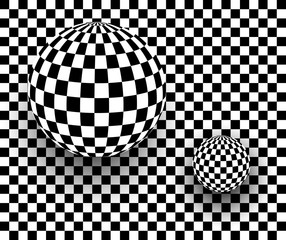 Fototapety  Background 3d black and white, checkered spheres,