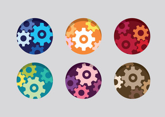 a collection of cog setting icon badge color vector