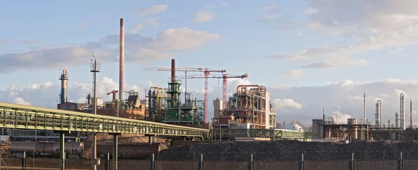 factory building in an industrial park at sunset, Frankfurt-Hoechst