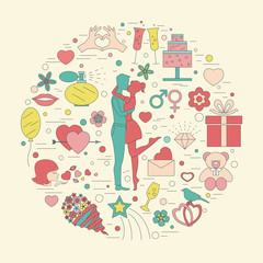 Valentine's day design template. Graphic elements with hearts, a