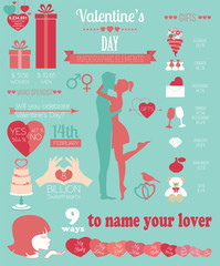Valentine's day infographic. Flat style love graphic template