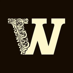 Elegant capital letter W  in the style of the Baroque. To use monograms, logos, emblems and initials.