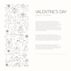Fototapeta na wymiar Valentine's day design template. Graphic elements with hearts, a