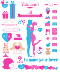 Valentine's day infographic. Flat style love graphic template