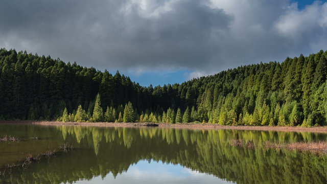 Lagoa do Canario on San Miguel island of Azores, timelapse
