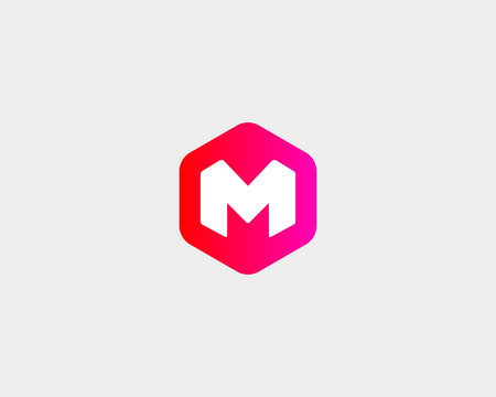 Abstract letter M, W logo design template. Colorful creative hexagon sign. Universal vector icon.