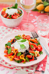 Salmon and Heart Shaped Pasta Salad with Creamy Dressing