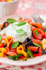Salmon and Heart Shaped Pasta Salad with Creamy Dressing