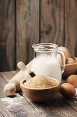 ingredient for baking on the vintage table