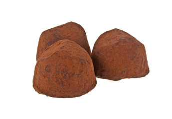 Chocolate truffle isolated on white background