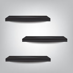 black wood shelf on grey background vector illustration eps10 on grey background