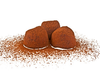 Chocolate truffle isolated on white background