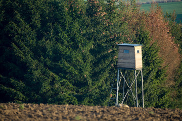 Wooden Hunters High Seat, hunting tower