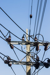 electricity post, electrical cables