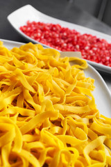 Closeup of italian fettuccine pasta