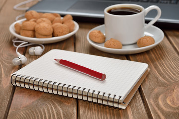 Notebook and pencil