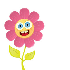 vector spring cartoon flowers isolated on white