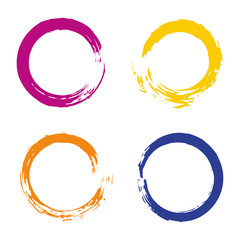 Colorful vector set with rainbow circle brush strokes for frames, icons, banner design elements.