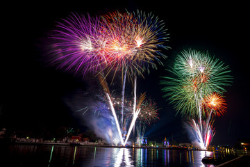 Beautiful firework display for celebration Happy new year 2016,