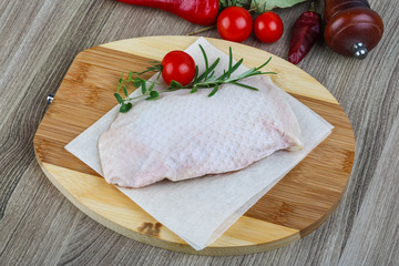 Raw duck breast