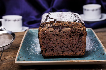 chocolate cake with flour from bird cherry