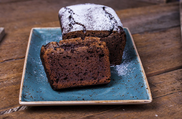 chocolate cake with flour from bird cherry