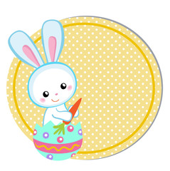 Happy Easter. Cute Easter bunny sitting in egg. 