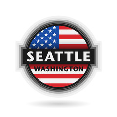 Emblem or label with name of Seattle, Washington