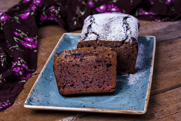 chocolate cake with flour from bird cherry