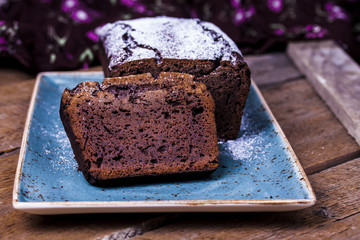 chocolate cake with flour from bird cherry