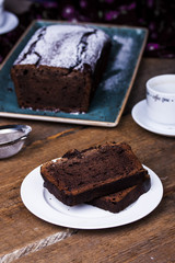chocolate cake with flour from bird cherry