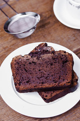 chocolate cake with flour from bird cherry