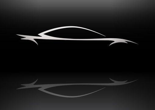 recommend clip art: Conceptual supercar vehicle silhouette vector design with reflection..