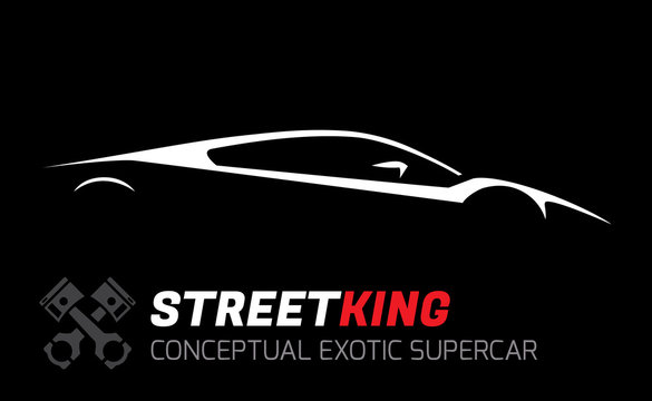Conceptual Vehicle - Street King Exotic Supercar Silhouette Vector Design