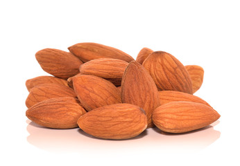 raw almond nuts isolated on white background