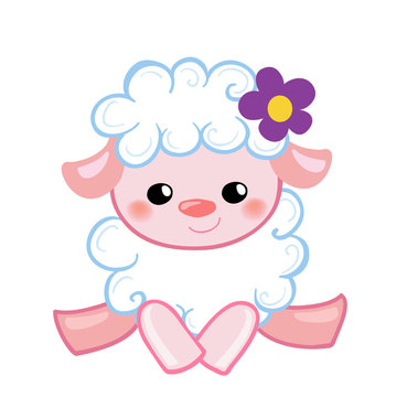 Vector Illustration cute lamb in the style cartoon.