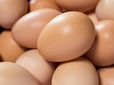 Egg, background of fresh brown chicken eggs