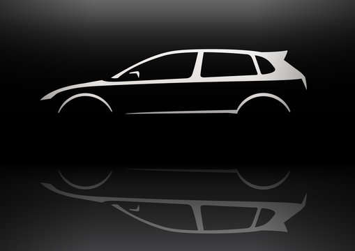 Sports Vehicle Hot Hatchback Silhouette Concept Car Design. Vector illustration.