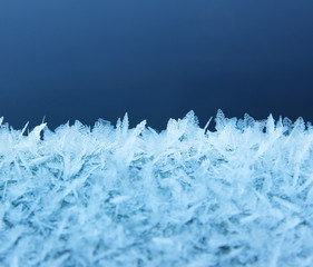 Real frost icy snow formations