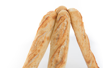 French baguettes isolated on a  white background