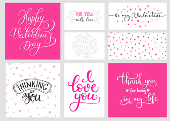 Romantic Valentines day lettering set
