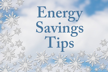 White Snowflake Background with text Energy Savings Tips